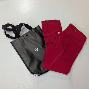 Lululemon Pace Rival Crop *22" Dark Red Size 2 w/ Free Tote Bag
